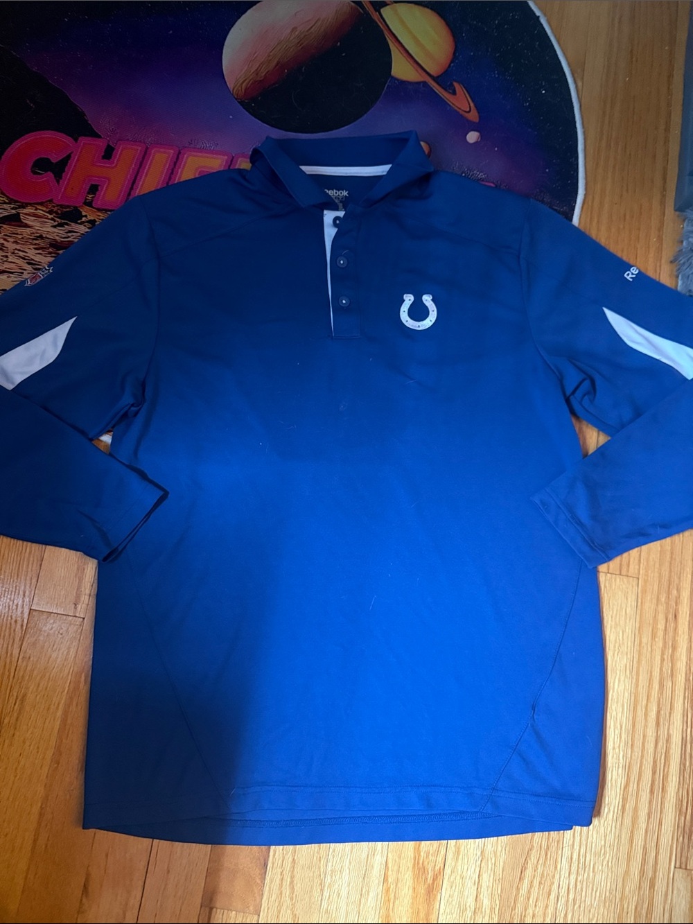 Reebok Men's Indianapolis Colts Royal Blue Long-Sleeve Polo